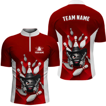 Personalised Funny Bowling Jersey for Men - Quarter-Zip Q409