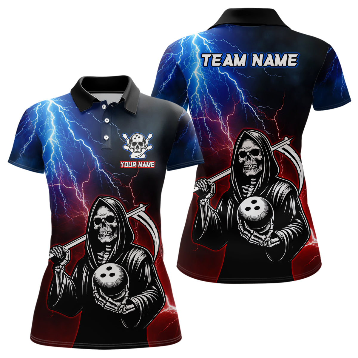 Thunder Grim Reaper Women's Bowling Polo Shirt Q405