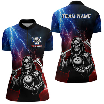 Thunder Grim Reaper Women's Quarter-Zip Bowling Shirt Q405