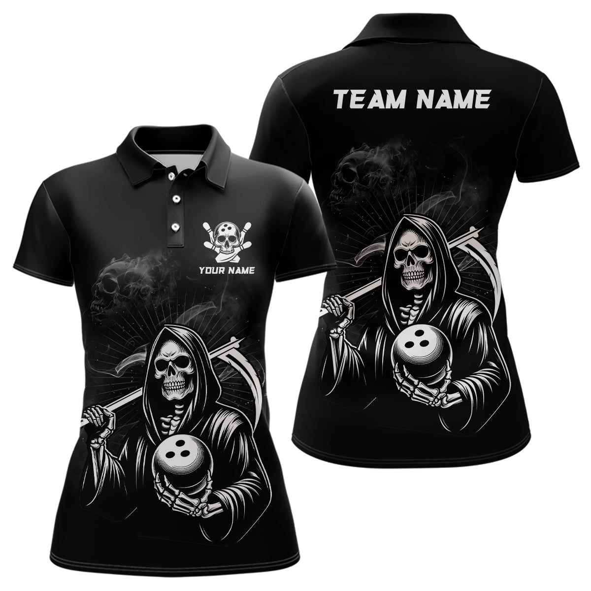 Skull Bowling 1/4 Zip Shirt for Women Q299