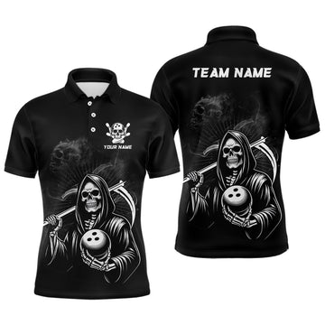 Men's Skull Bowling Polo Shirt Q299