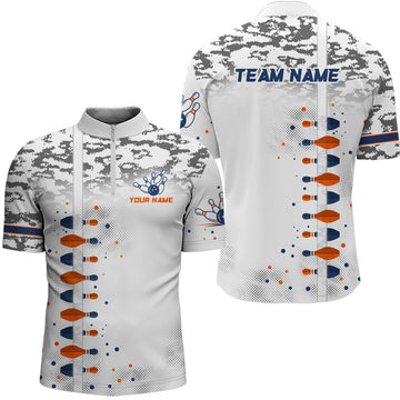 Men's Camo Grey Bowling Quarter-Zip Jersey Q300