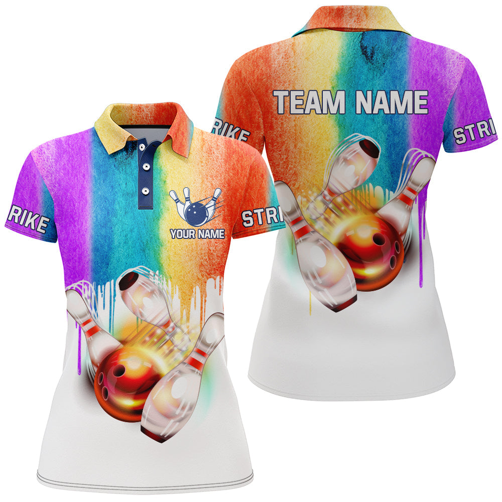 Women's Rainbow Bowling Team Polo Shirt Q88