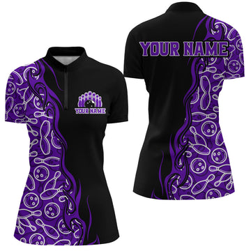 Personalised Women's Bowling Quarter-Zip Shirt Q66