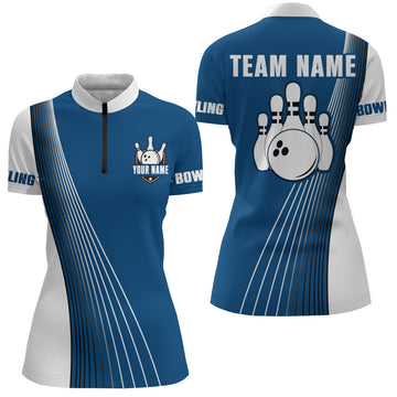 Custom 3D Bowling Quarter-Zip Shirt for Women Q116