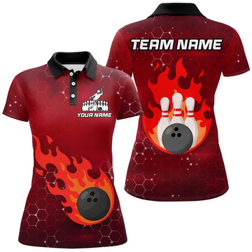 Women's Custom Flame Bowling Polo Shirt Q235