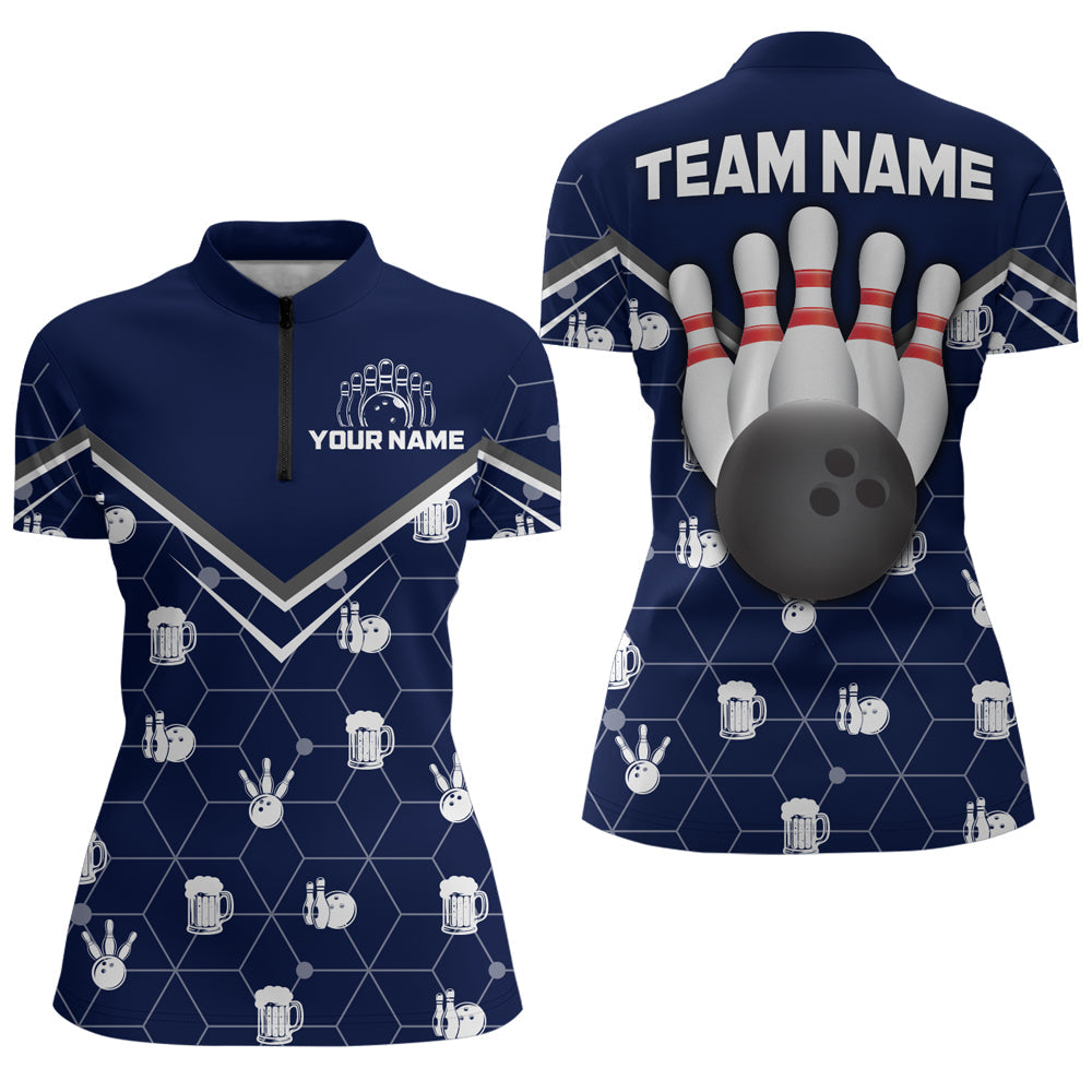 Personalised Camo 1/4 Zip Bowling Shirt for Women Q253