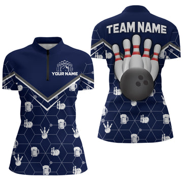 Personalised Camo 1/4 Zip Bowling Shirt for Women Q253