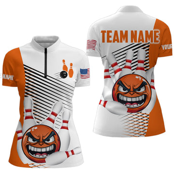 Funny Women's Bowling Team 1/4 Zip Jersey Q254