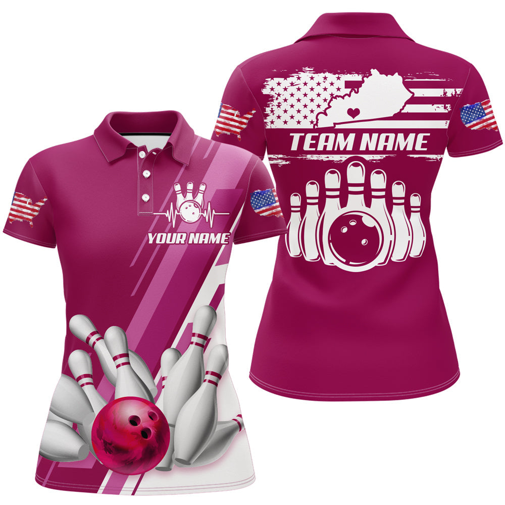 Women's Custom Bowling Polo Shirt - Green Kentucky Design Q305