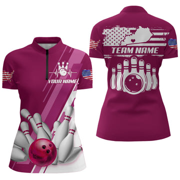 Women's Custom Bowling 1/4 Zip Shirt - Green Kentucky Q305