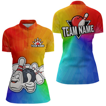 Women's Rainbow Bowling Quarter-Zip Jersey Q90