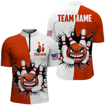 Personalised Funny 1/4 Zip Bowling Shirt for Men Q414