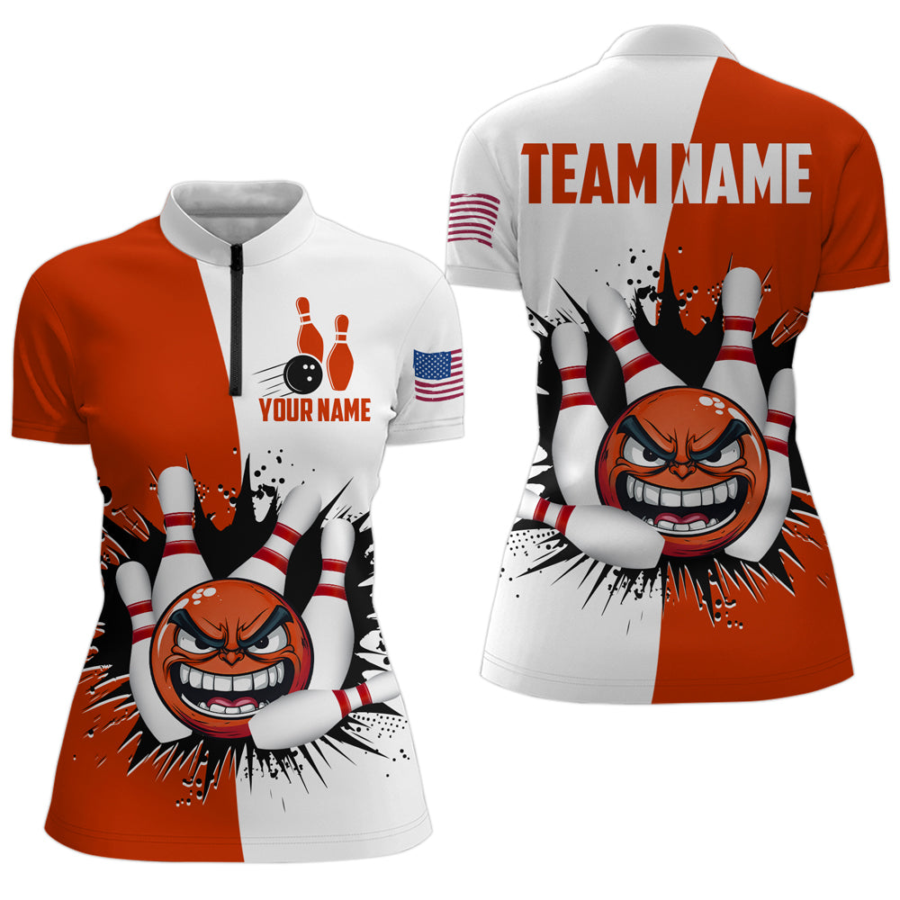 Funny Bowling Team Jersey for Women - Personalised 1/4 Zip Q414
