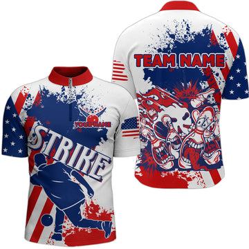 Custom 3D Bowling Quarter-Zip Shirt for Men Q98