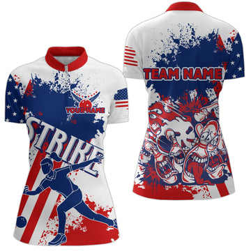 Custom 3D Bowling Quarter-Zip Shirt for Women Q98
