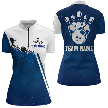 Women's Christmas Bowling Team Quarter-Zip Jersey Q150