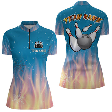 Women's Christmas Bowling Team Quarter-Zip Shirt Q150