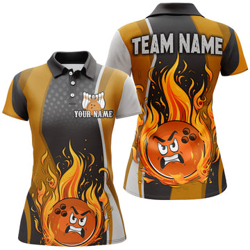 Women's Flame Orange Bowling Polo Shirt Q421