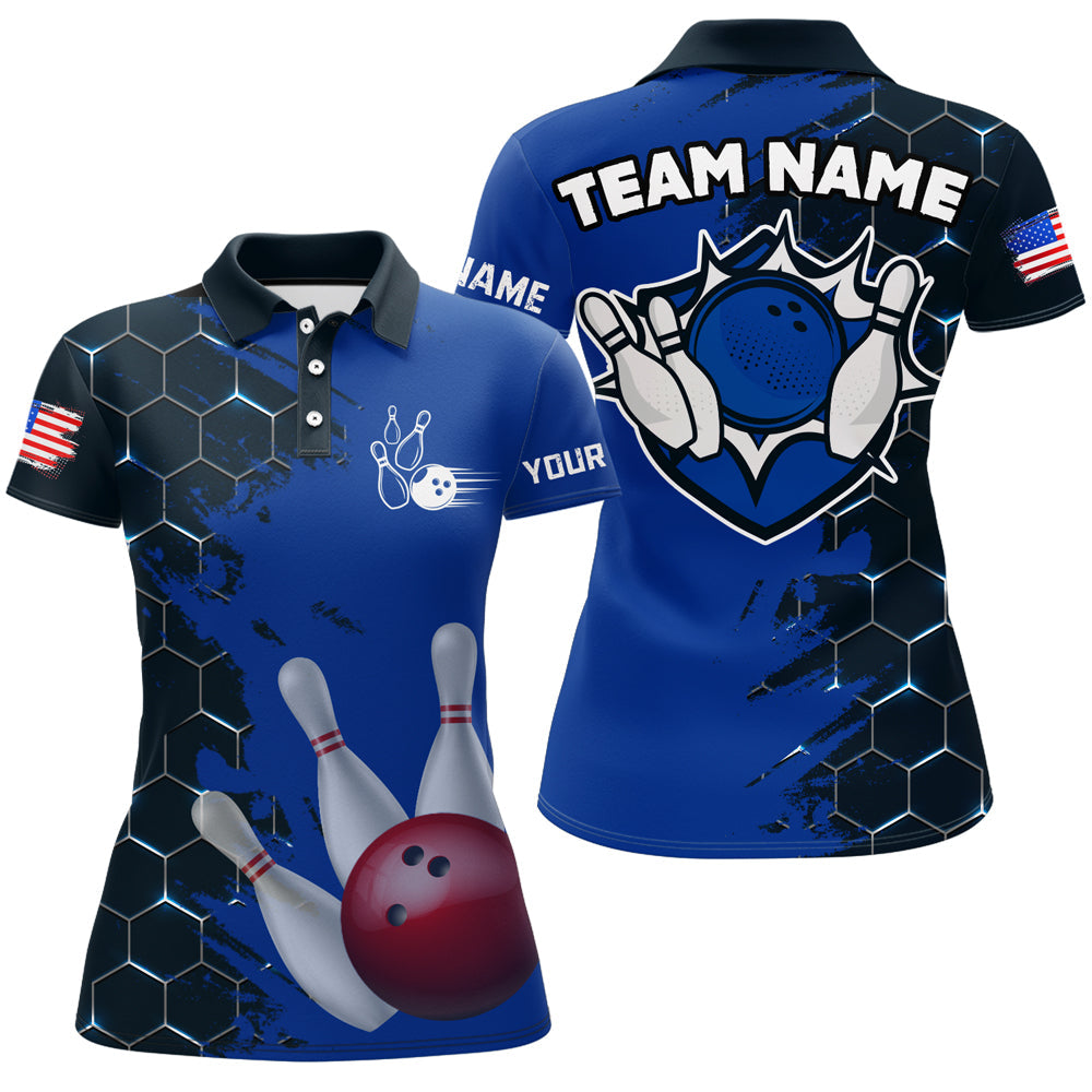 Navy & Black Camo Bowling Polo for Women Q266