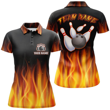 Custom Women's Bowling Polo Shirt with Name and Team Q17
