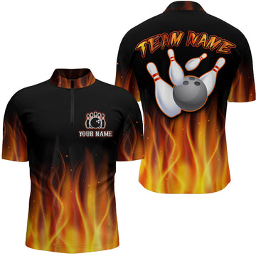 Personalised Men's Bowling Quarter-Zip Jersey with Name and Team Q17