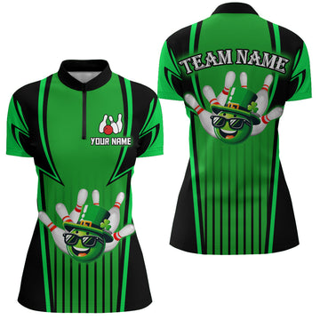 Women's Lucky Green Bowling Quarter-Zip Shirt Q222