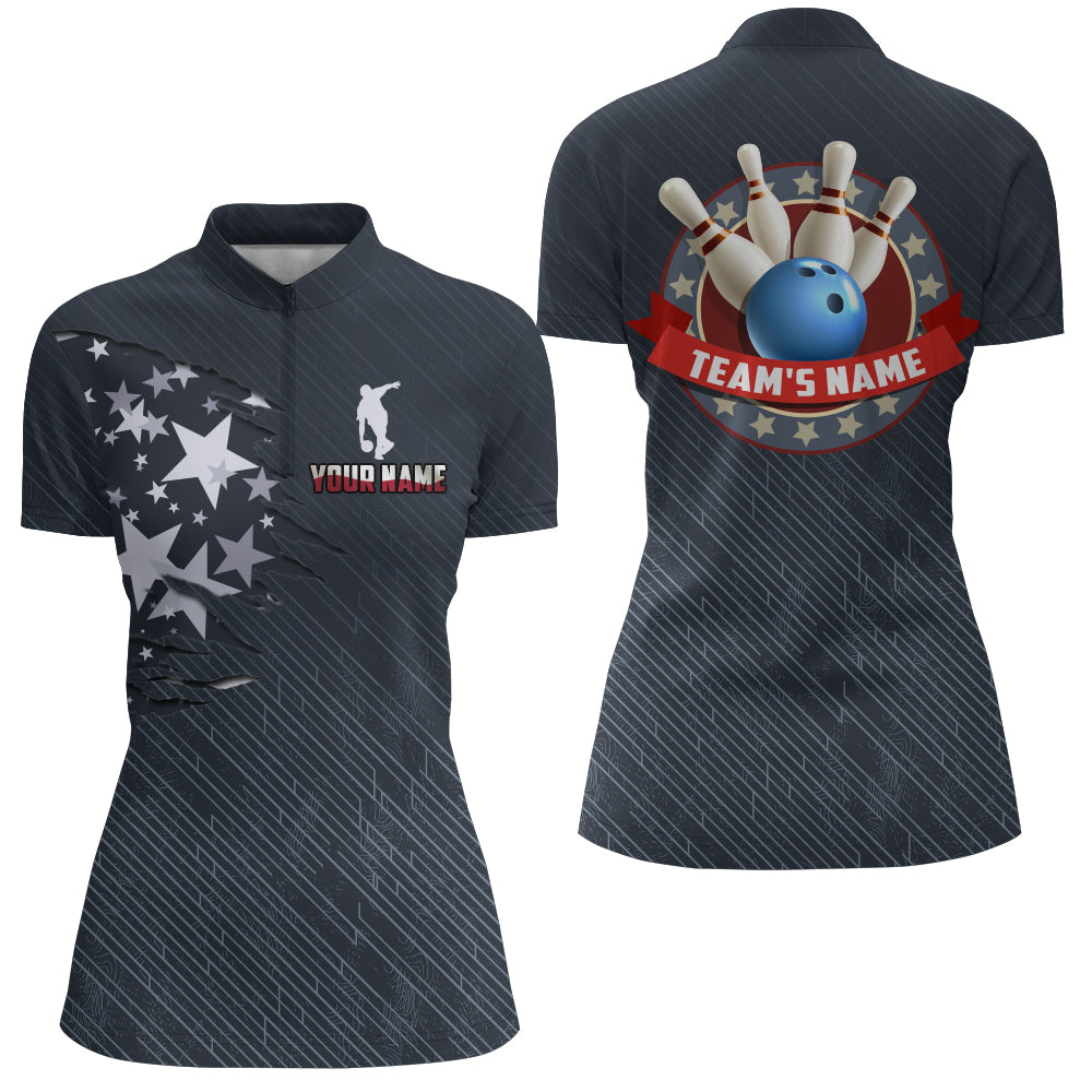 Custom 3D Bowling Quarter-Zip Shirt for Women Q114