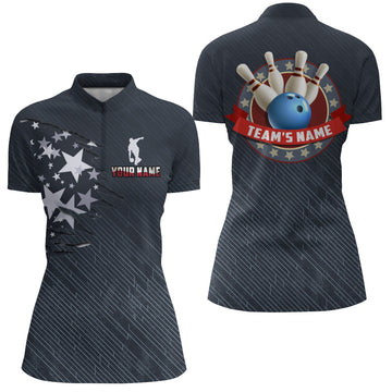 Custom 3D Bowling Quarter-Zip Shirt for Women Q114