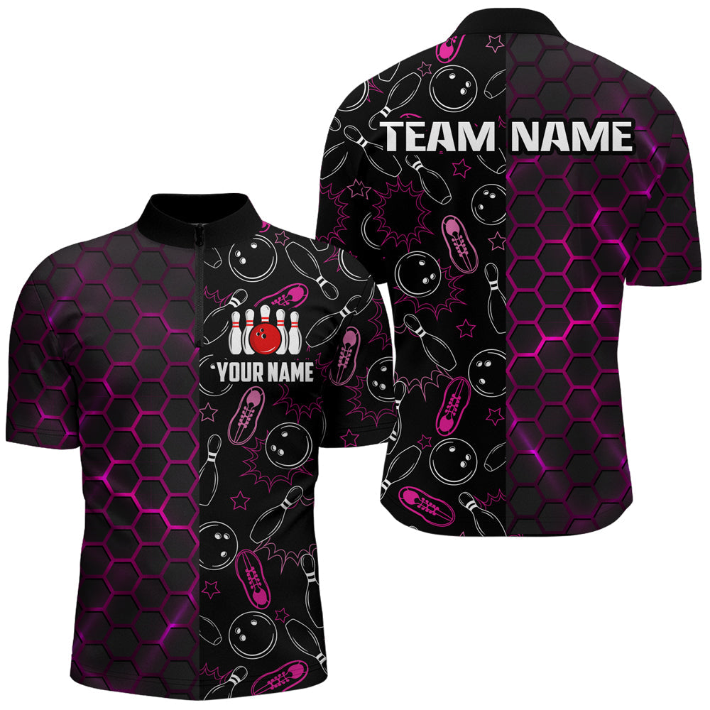 Men's Camo Bowling 1/4 Zip Shirt - Personalised Q294