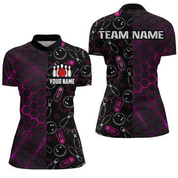 Women's Camo Bowling 1/4 Zip Jersey Shirt - Personalised Q294