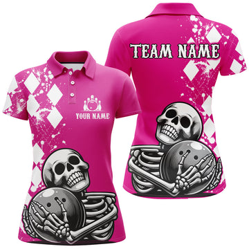 Women's Custom Skull Bowling Polo Shirt Q245