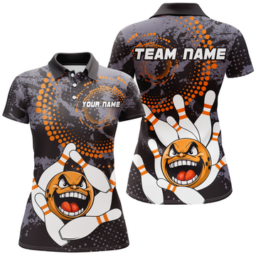 Orange Camo Women's Bowling Polo Shirt Q255