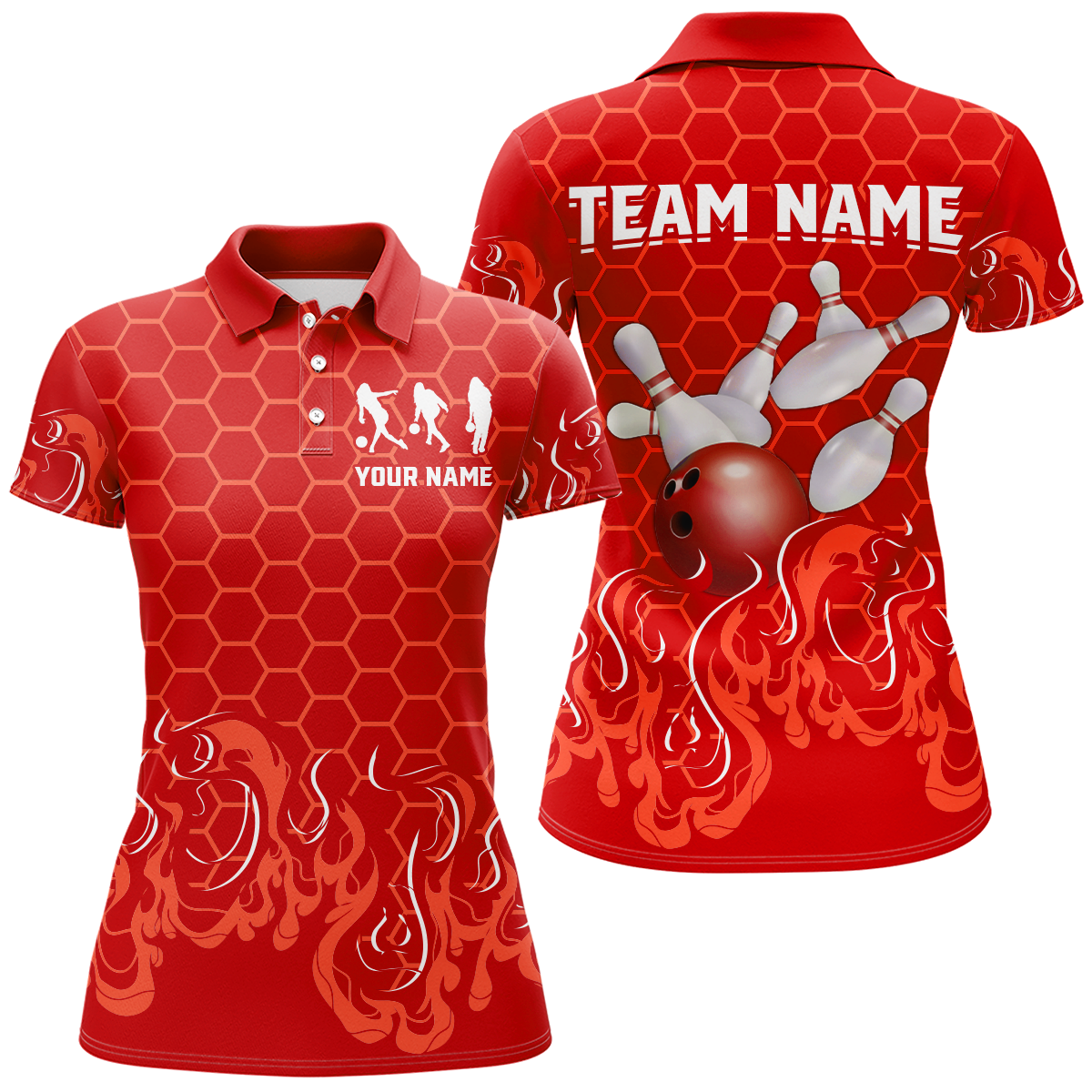 Women's Personalised Bowling Polo Shirt Q406