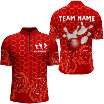 Men's Multicolour 1/4 Zip Bowling Shirt Q406