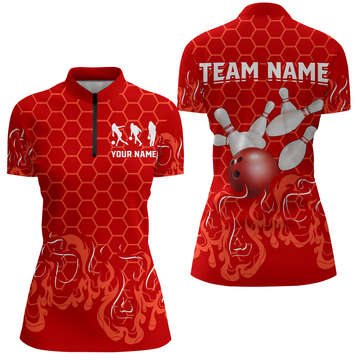 Women's Multicolour 1/4 Zip Bowling Shirt Q406