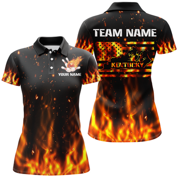 Women's Custom Bowling Polo Shirt - Green Kentucky Design Q306