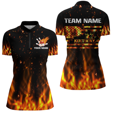 Women's Custom Bowling 1/4 Zip Shirt - Green Kentucky Q306