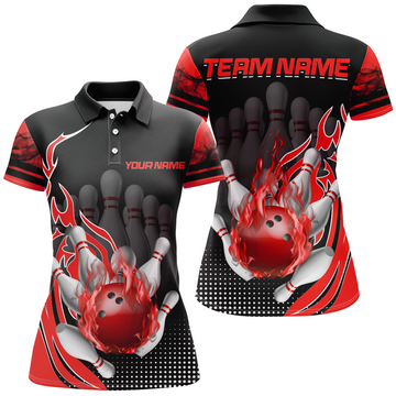 Personalised Flame Bowling Polo Shirt for Women Q410