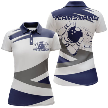 Women's Navy & Grey Bowling Team Polo Shirt Q1