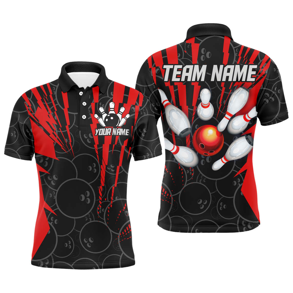 Men's Camo Bowling Polo Shirt Q415