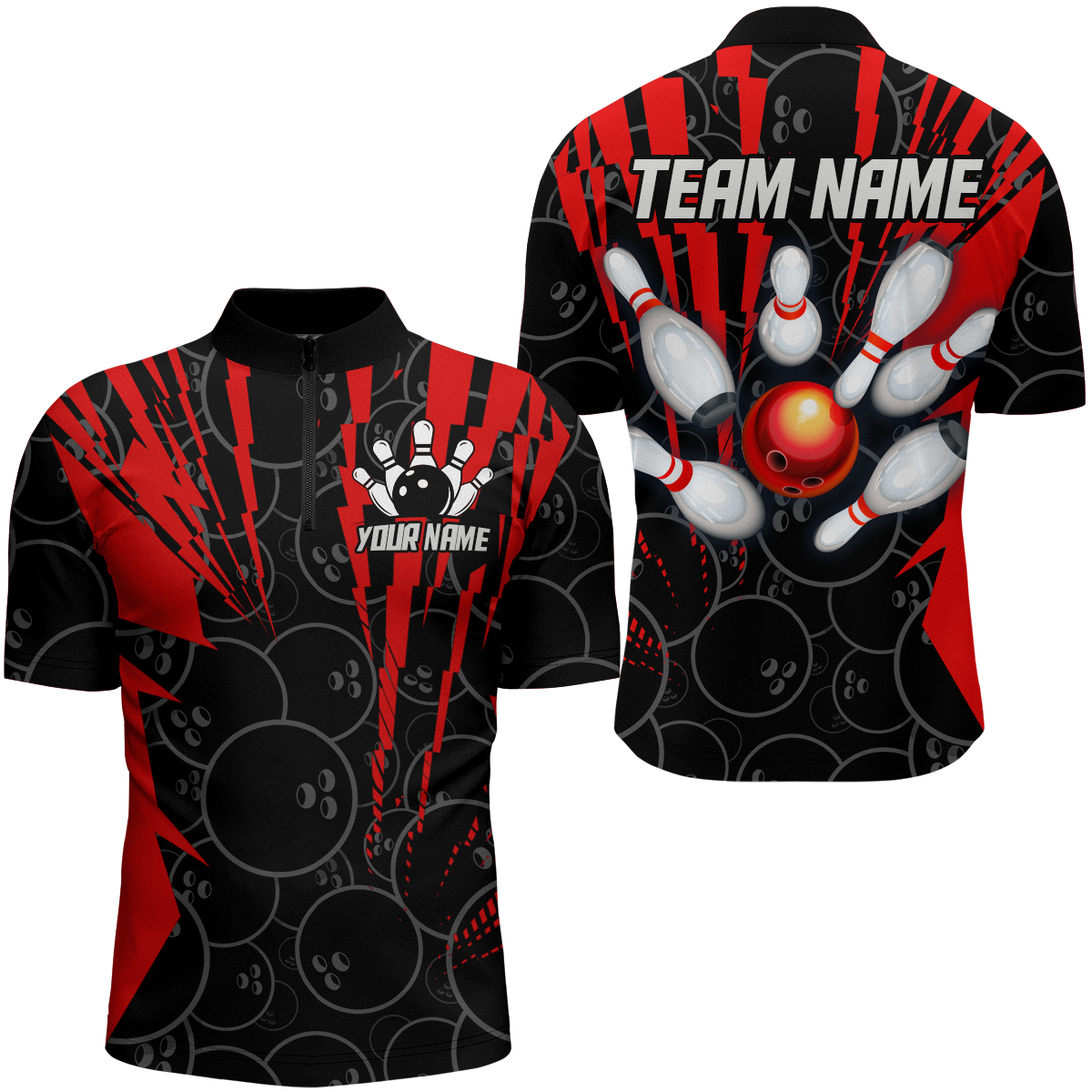 Men's Camo Bowling 1/4 Zip Jersey Q415