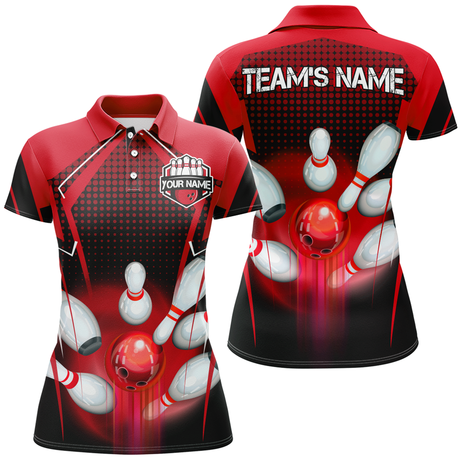 Personalised Women's 3D Bowling Polo Shirts Q423