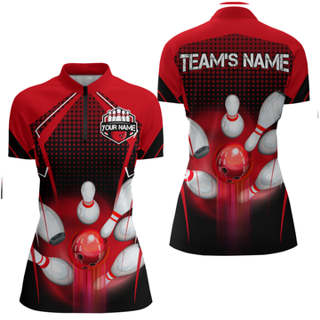 Women's 1/4 Zip 3D Bowling Team Shirts Q423
