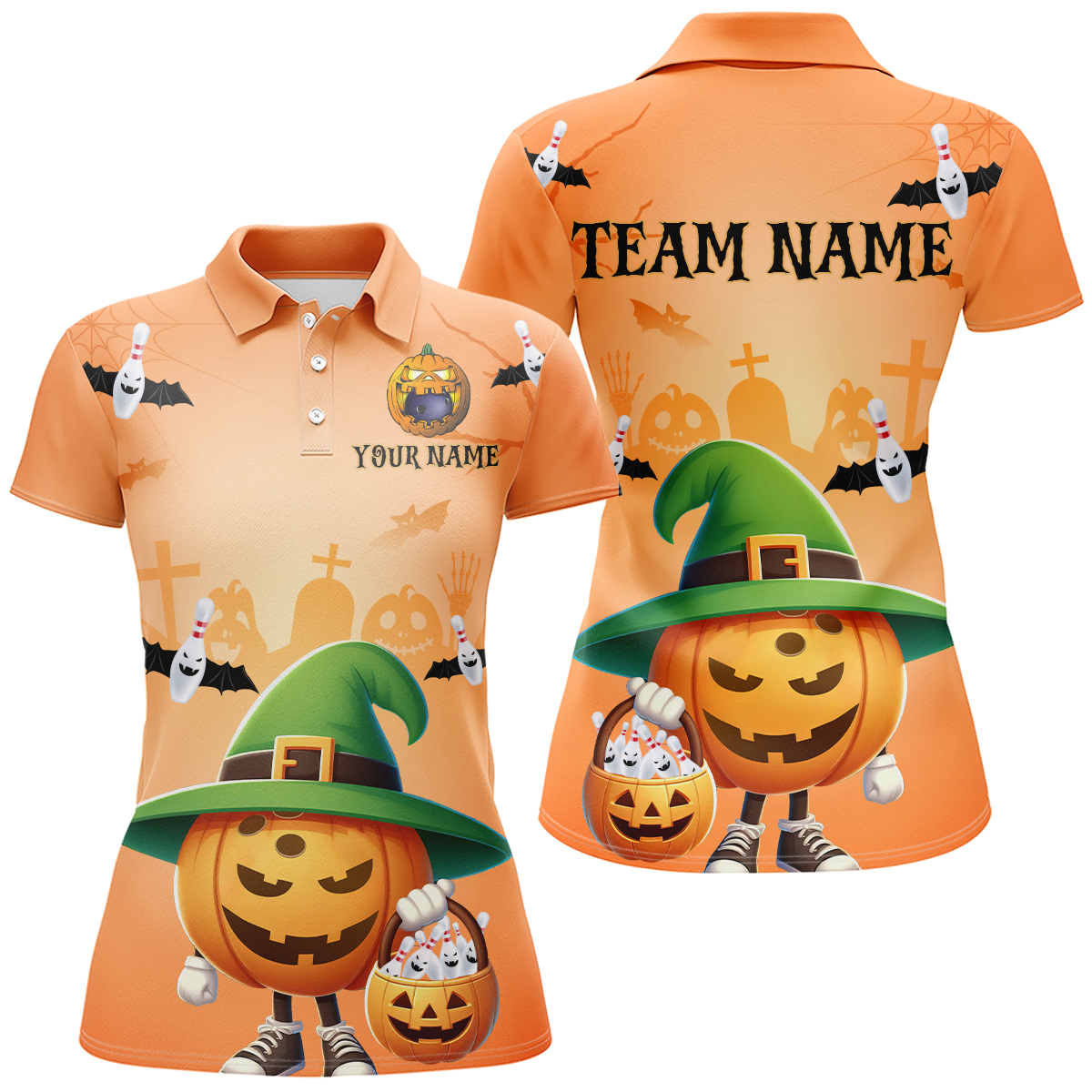 Personalised Halloween Bowling Polo for Women Q424