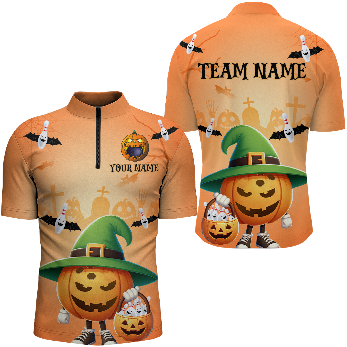 Men's Halloween Bowling 1/4 Zip Team Shirt Q424