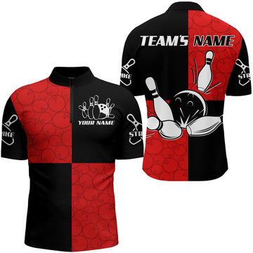 Men's Customised Bowling Team Quarter Zip Shirt Q425