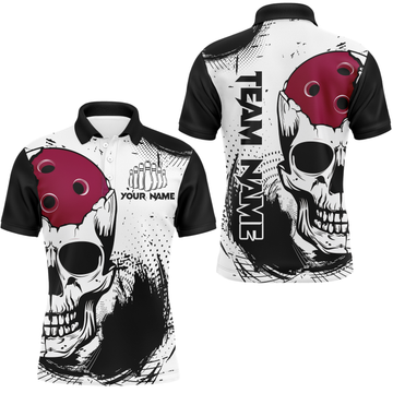 Personalised Skull Bowling Team Polo Shirt for Men Q275