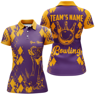 Women's Funny Bowling Polo Shirt - Custom Team Jersey Q20