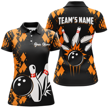 Personalised Orange Bowling Polo & 1/4 Zip Shirt for Women Q430